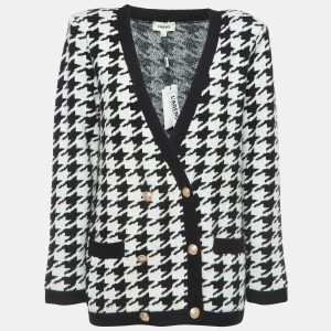 L'agence Black/White Maddy Houndstooth Double Breasted Cardigan L, Sweaters & Cardigans - Luxury Closet catalog