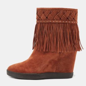 Le Silla Brown Suede Fringe Ankle Length Boots Size 38.5, Boots - Luxury Closet catalog