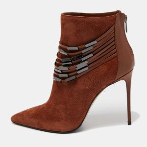 Le Silla Brown Suede Leather Embellished Pointed Ankle Booties Size 37, Boots - Luxury Closet catalog