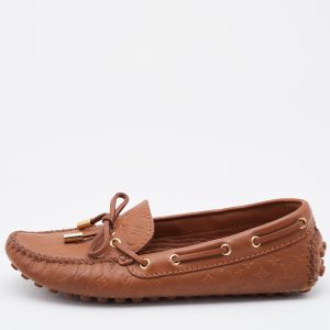 Louis Vuitton Brown Monogram Empreinte Leather Gloria Loafers Size 36, Loafers & Slip-Ons - Luxury Closet catalog