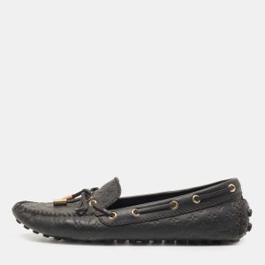 Louis Vuitton Black Monogram Empreinte Leather Gloria Loafers Size 37.5, Loafers & Slip-Ons - Luxury Closet catalog