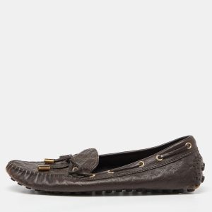Louis Vuitton Brown Monogram Embossed Leather Gloria Loafers Size 37, Loafers & Slip-Ons - Luxury Closet catalog