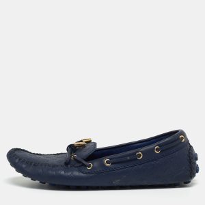Louis Vuitton Navy Blue Monogram Embossed Leather Gloria Loafers Size 38.5, Loafers & Slip-Ons - Luxury Closet catalog