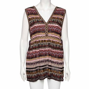 M Missoni Multicolored Lurex Knit Sleeveless Top L, Shirts & Tops - Luxury Closet