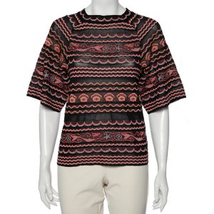 M Missoni Multicolored Wave Patterned Lurex Knit Top S, Shirts & Tops - Luxury Closet