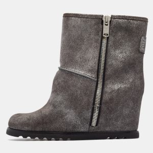 Marc by Marc Jacobs Grey Textured Suede Wedge Ankle Boots Size 37, Boots - Luxury Closet catalog
