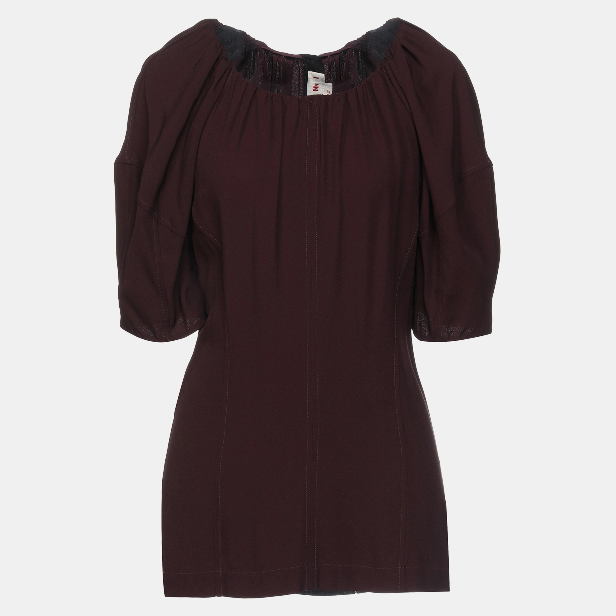 Marni Cocoa Crepe Gathered Blouse S (IT 40), Shirts & Tops - Luxury Closet catalog