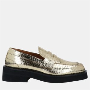 Marni Gold Snakeskin Embossed Leather Loafers Size 35, Loafers & Slip-Ons - Luxury Closet catalog