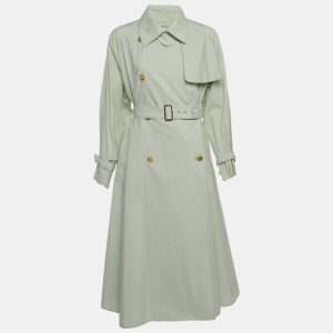 Max Mara Light Green Cotton Double Breasted Falster Trench Coat S, Coats & Jackets - Luxury Closet catalog