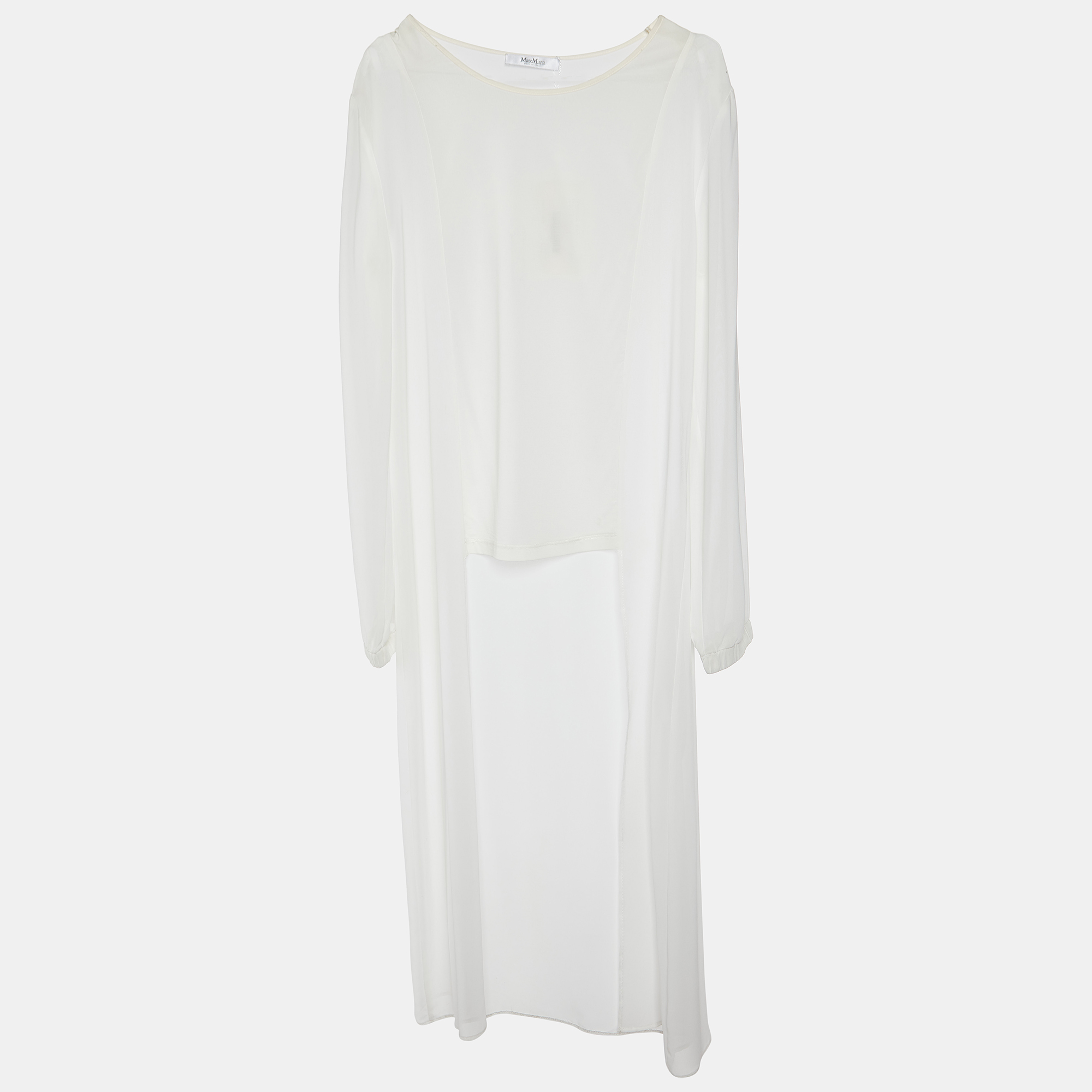 Max Mara White Sheer Crepe Fabio High Low Tunic S, Shirts & Tops - Luxury Closet catalog