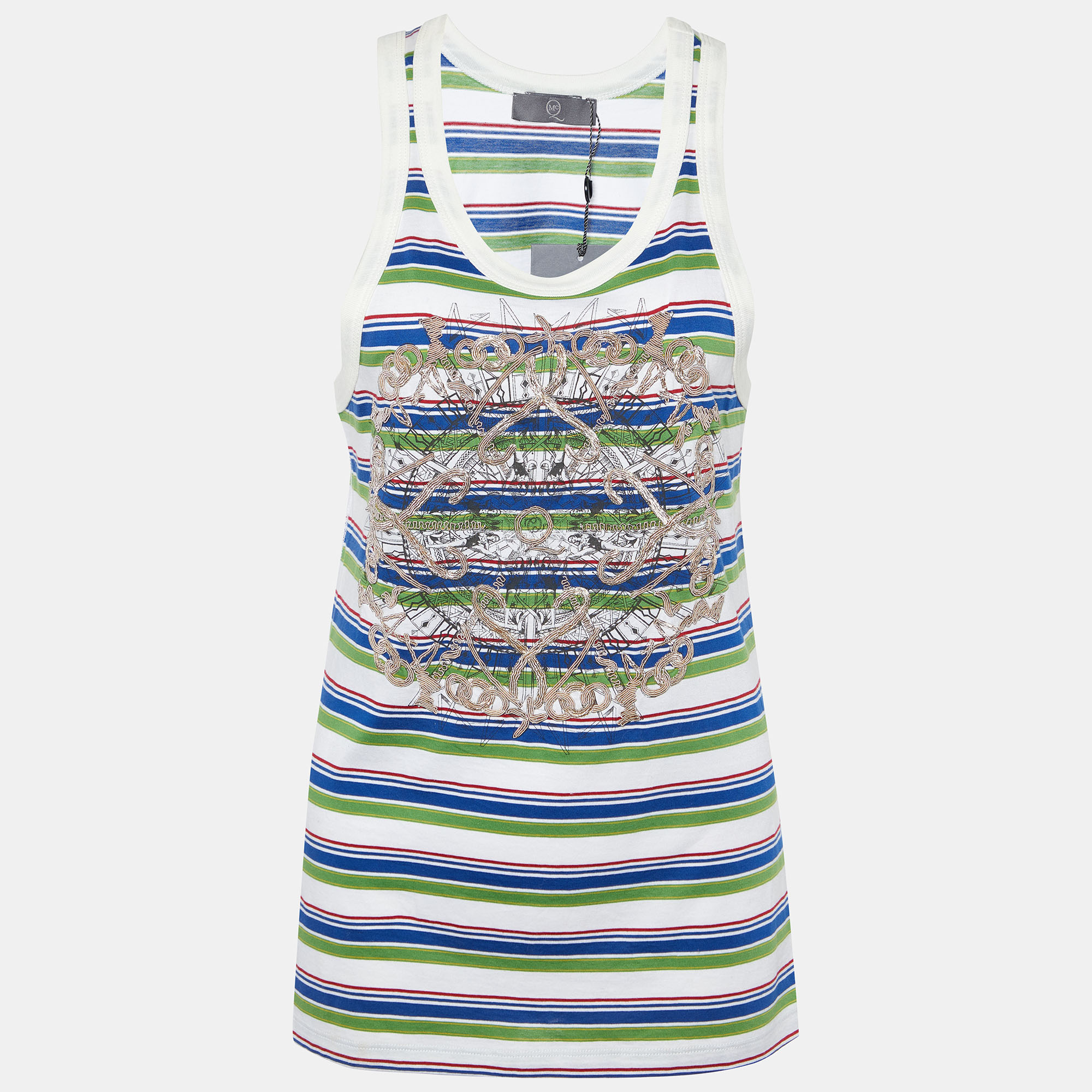 McQ by Alexander McQueen Multicolor Striped & Embroidered Tank Top M, Shirts & Tops - Luxury Closet catalog