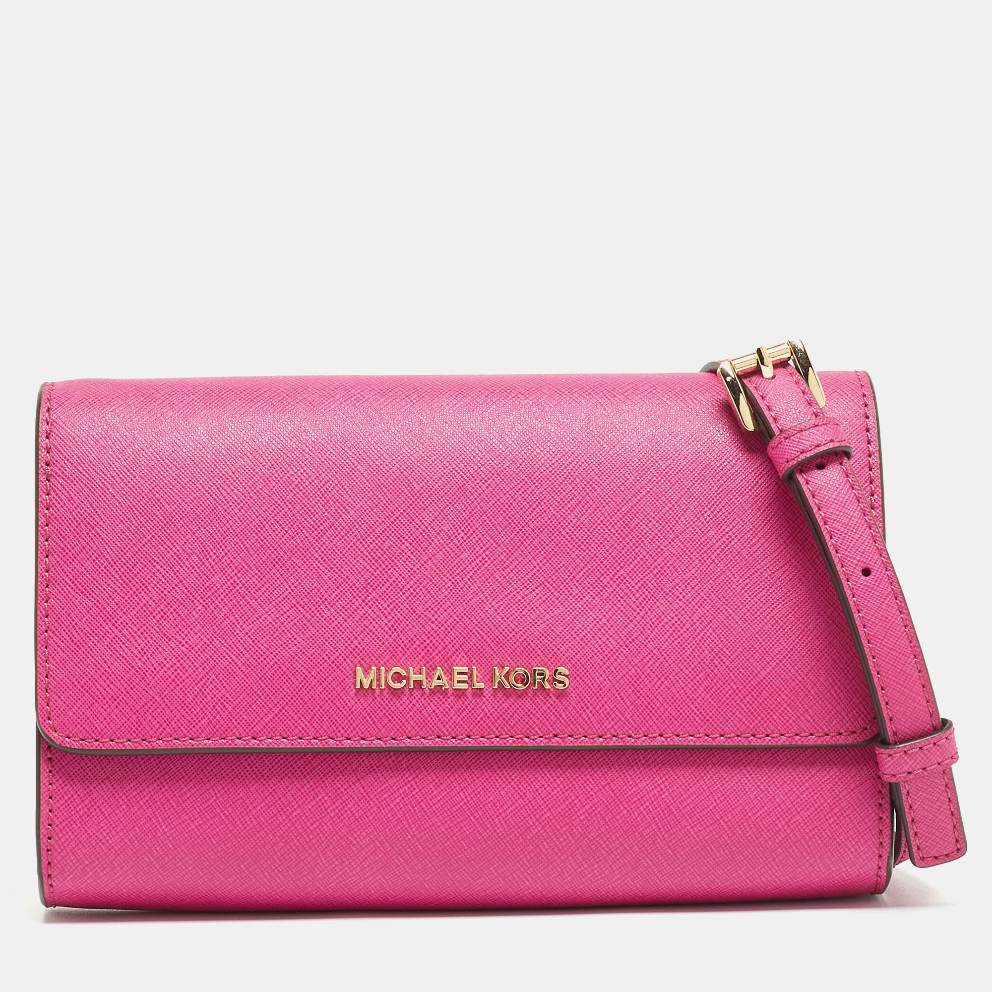 Michael Kors Pink Saffiano Leather Flap 3in1 Crossbody Bag, Shoulder Bags - Luxury Closet catalog