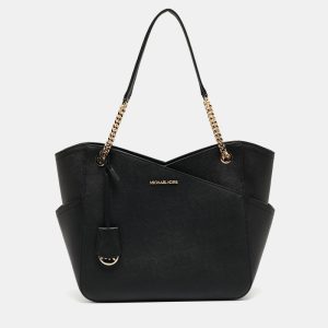 Michael Kors Black Leather Large Jet Set Chain Tote, Tote Handbags - Luxury Closet catalog