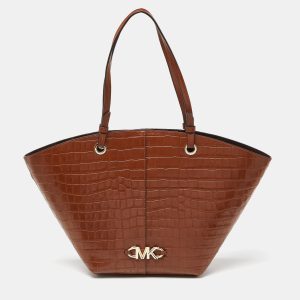 Michael Kors Brown Croc Embossed Leather Izzy Tote, Tote Handbags - Luxury Closet catalog