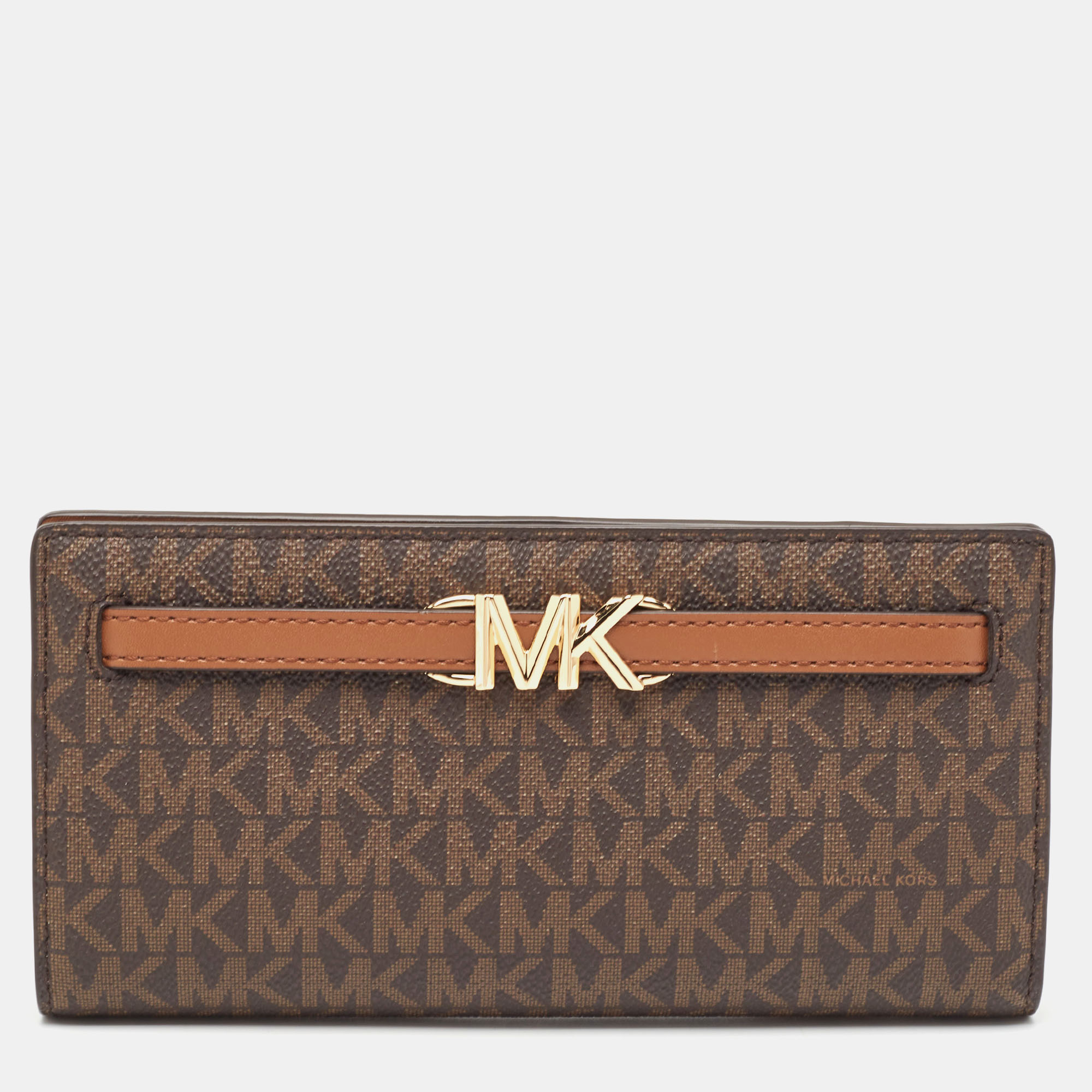Michael Kors Brown Signature Coated Canvas Large Reed Wallet, Wallets & Money Clips - Luxury Closet catalog