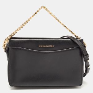 Michael Kors Black Leather Jet Set Zip Chain Crossbody Bag, Shoulder Bags - Luxury Closet catalog