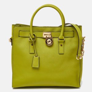 MICHAEL Michael Kors Green Leather Large Hamilton North South Tote with Wallet, Tote Handbags - Luxury Closet catalog