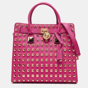 MICHAEL Michael Kors Pink Leather Studded Large North South Hamilton Tote, Tote Handbags - Luxury Closet catalog