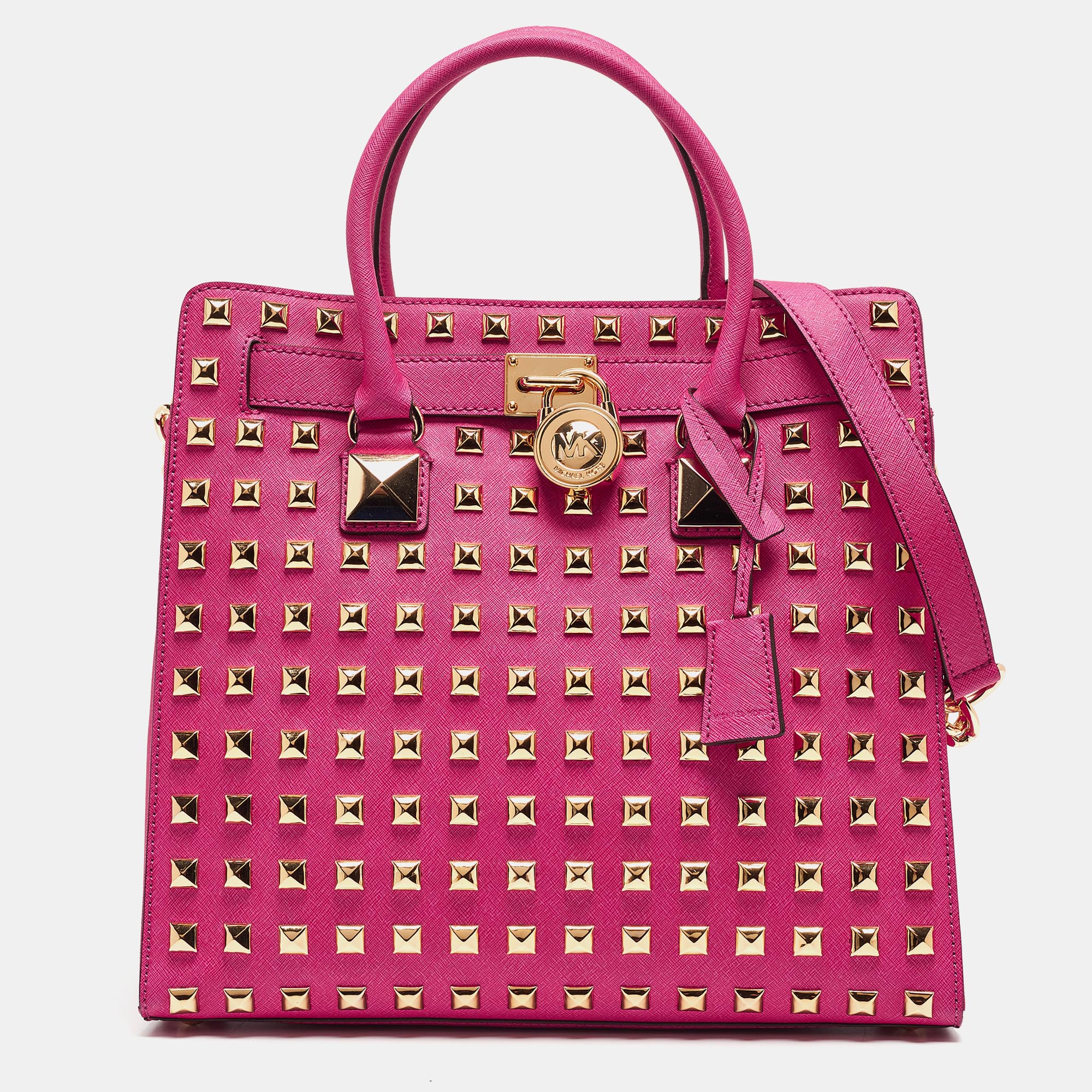 MICHAEL Michael Kors Pink Leather Studded Large North South Hamilton Tote, Tote Handbags - Luxury Closet catalog
