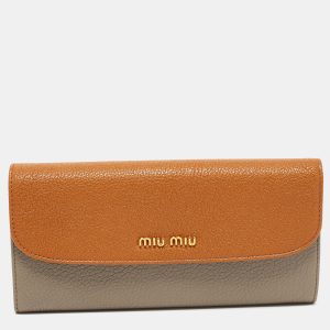 Miu Miu Brown/Grey Madras Leather Flap Continental Wallet, Wallets & Money Clips - Luxury Closet catalog