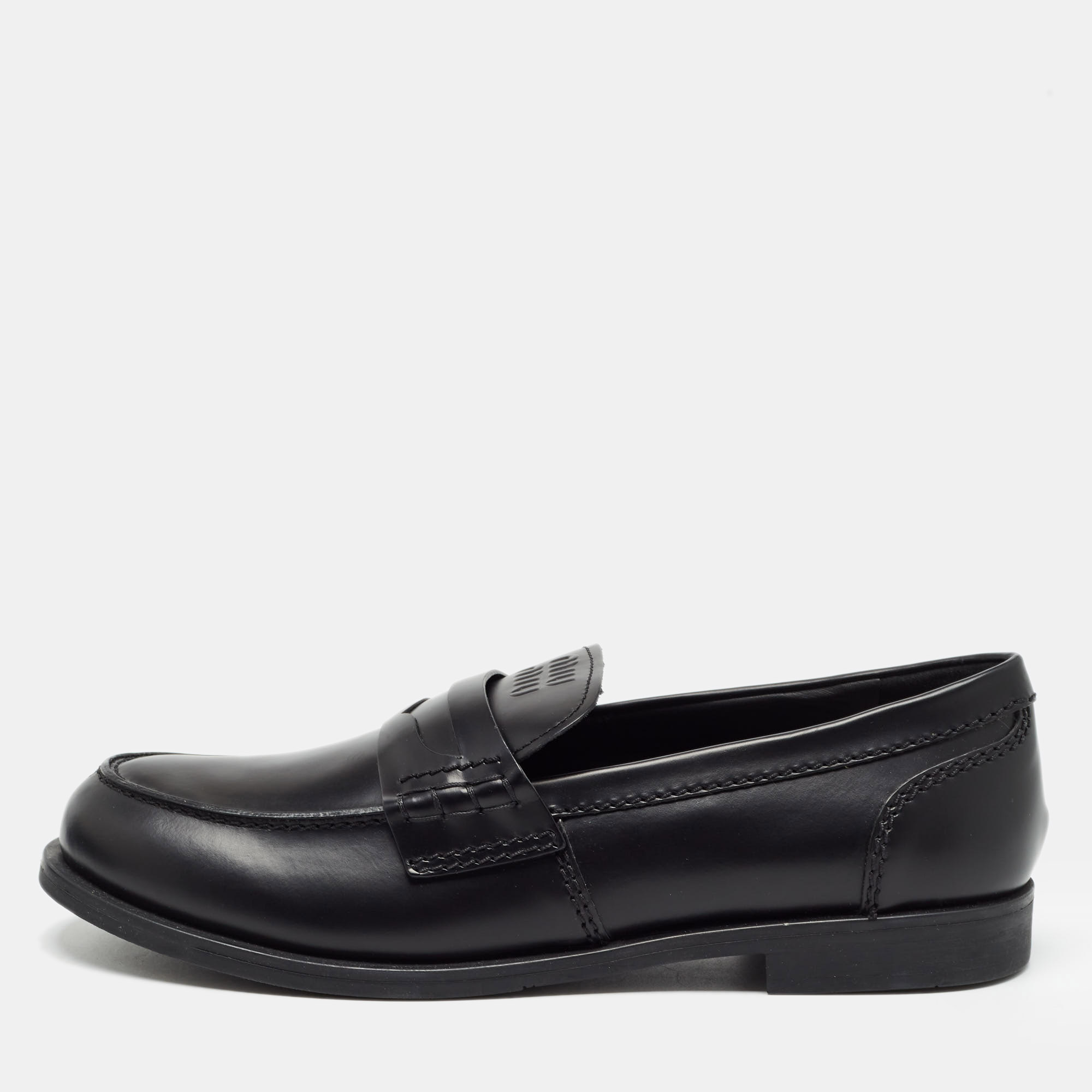 Miu Miu Black Leather Slip On Loafers Size 39.5, Loafers & Slip-Ons - Luxury Closet catalog