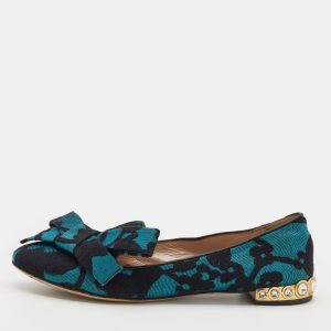 Miu Miu Blue/Black Jacquard Bow Embellished Smoking Slippers Size 38.5, Loafers & Slip-Ons - Luxury Closet catalog