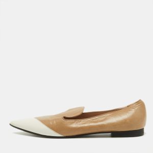 Miu Miu Beige/White Leather Pointed Toe Smoking Slipper Size 42, Loafers & Slip-Ons - Luxury Closet catalog