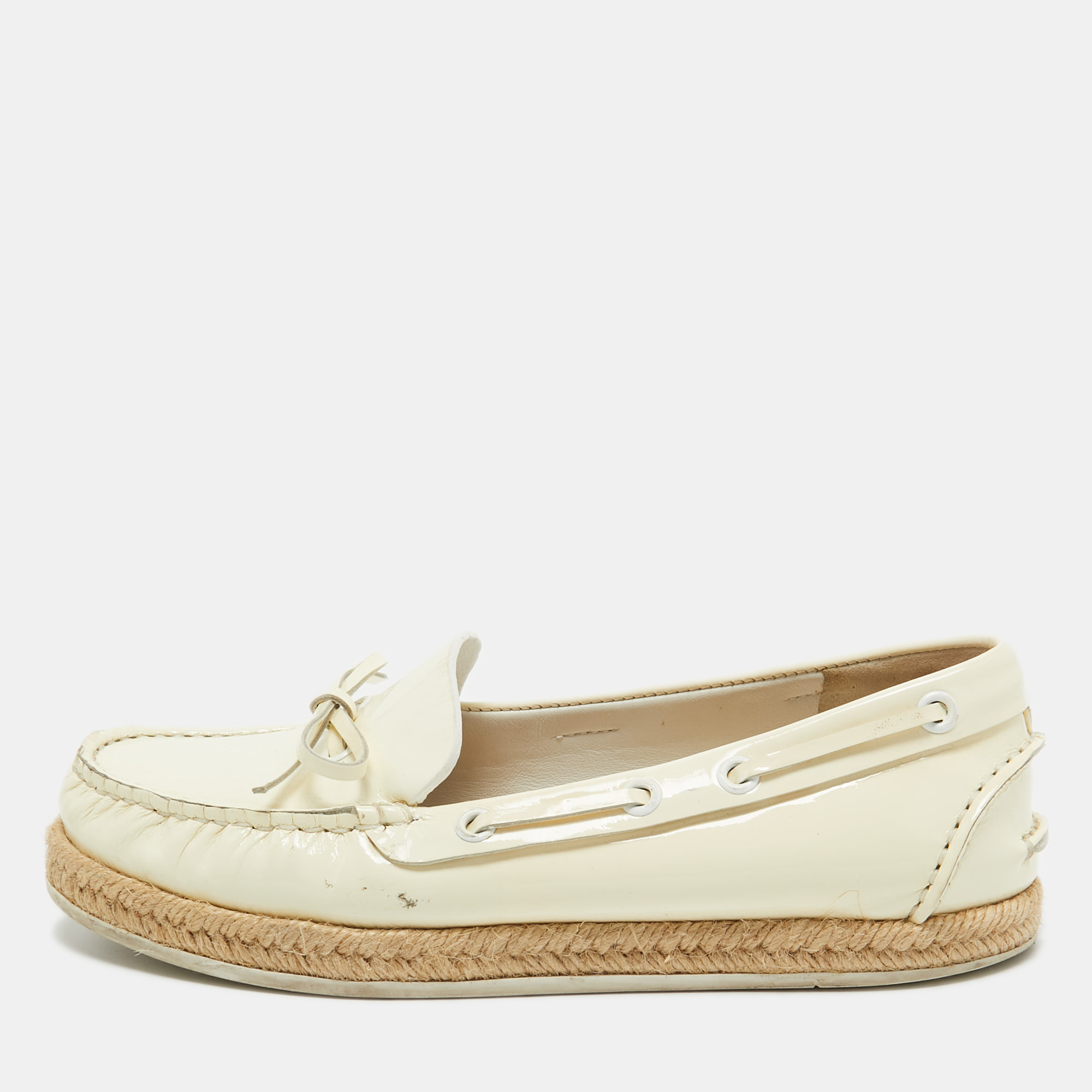 Miu Miu Cream Patent Leather Bow Espadrille Loafers Size 35.5, Loafers & Slip-Ons - Luxury Closet catalog