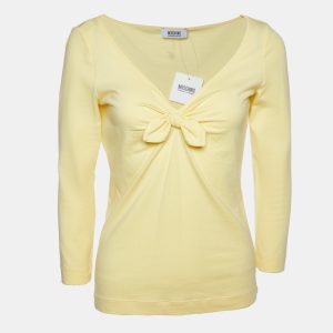 Moschino Cheap and Chic Yellow Cotton Knit Bow Detail T-Shirt M, Shirts & Tops - Luxury Closet catalog