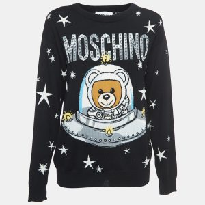 Moschino Couture Black Space Teddy Bear Wool Sweater XS, Sweaters & Cardigans - Luxury Closet