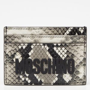 Moschino Grey/White Snakeskin Embossed Leather Card Holder, Wallets & Money Clips - Luxury Closet catalog