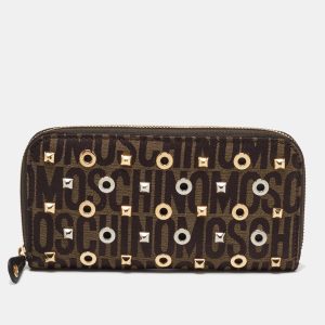 Moschino Brown Signature Canvas Zip Around Wallet, Wallets & Money Clips - Luxury Closet catalog