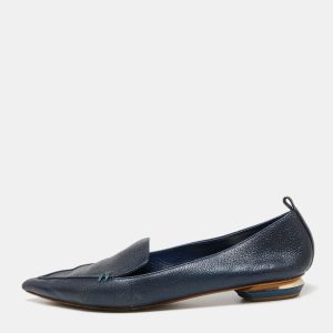 Nicholas Kirkwood Navy Blue Leather Beya Pointed-Toe Loafers Size 41, Loafers & Slip-Ons - Luxury Closet catalog