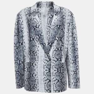 Norma Kamali Black/White Python Print Lycra Single Breasted Straight Fit Jacket M, Coats & Jackets - Luxury Closet catalog