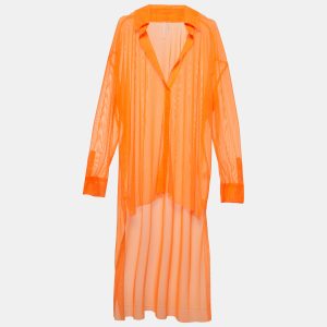 Norma Kamali Orange Mesh Hi Low Oversized Sheer Shirt M, Shirts & Tops - Luxury Closet catalog