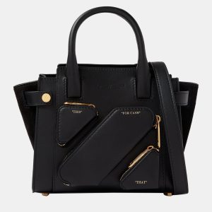 Off White Black Leather Tote, Tote Handbags - Luxury Closet catalog