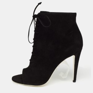 Off-White Black Suede Open Toe Lace Up Ankle Booties Size 39, Boots - Luxury Closet catalog
