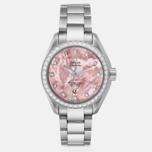 Omega Pink Shell Diamond Stainless Steel Seamaster Aqua Terra 231.15.34.20.57.003 Automatic Women's Wristwatch 34 mm, Watches - Luxury Closet catalog