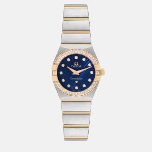 Omega Blue Diamond 18k Rose Gold And Stainless Steel Constellation 123.25.24.60.53.001 Quartz Women's Wristwatch 24 mm, Watches - Luxury Closet catalog