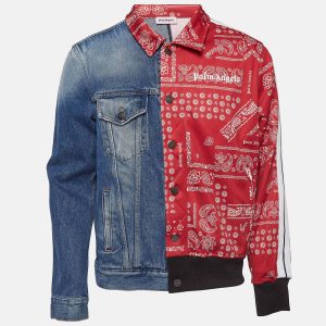 Palm Angels Blue/Red Split Bandana Print Denim Jacket M, Coats & Jackets - Luxury Closet catalog
