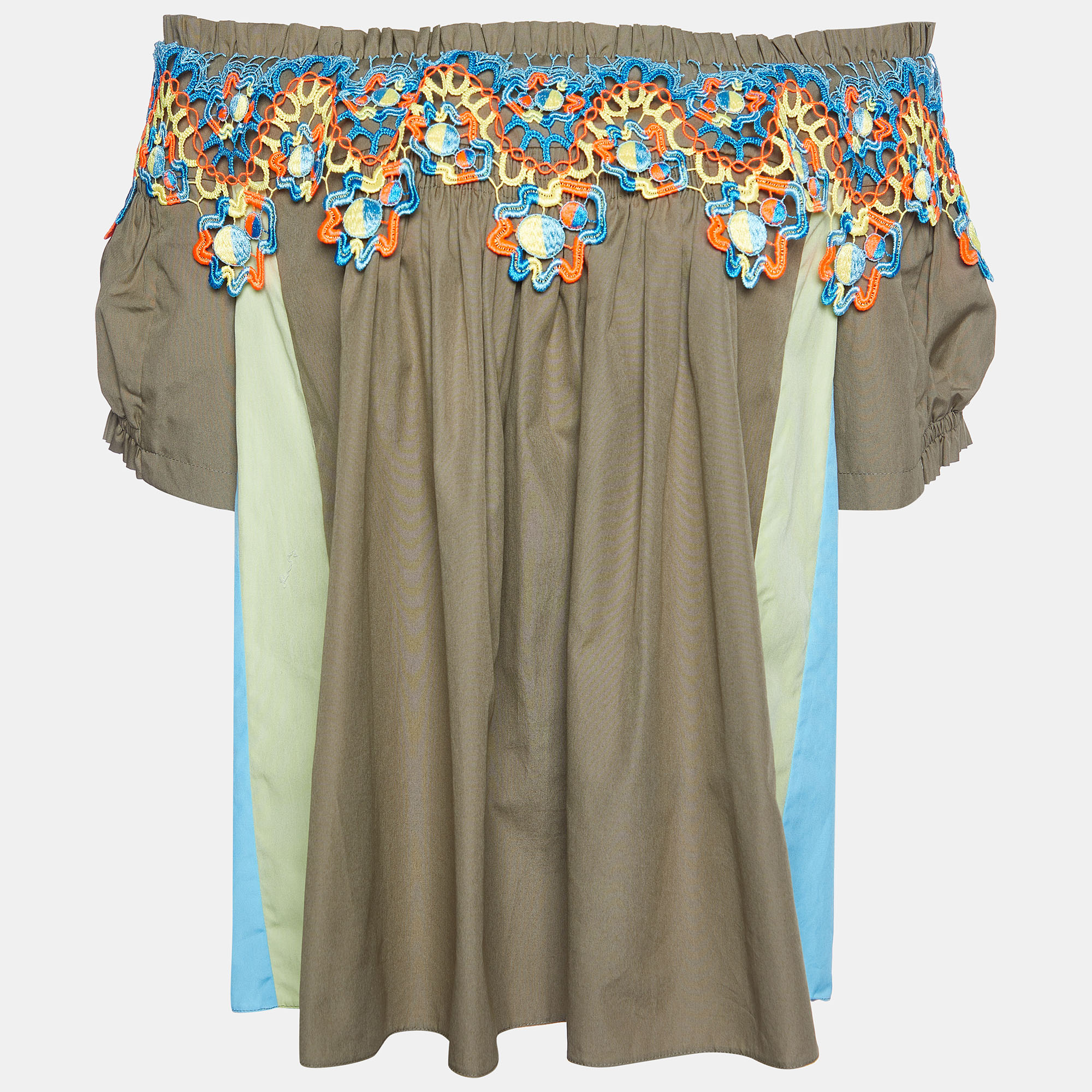 Peter Pilotto Green Cotton Cut work Detail Off Shoulder Top M, Shirts & Tops - Luxury Closet catalog