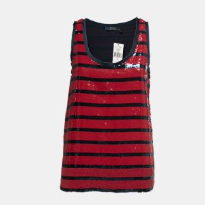 Polo Ralph Lauren Red & Blue Striped Sequined Tank Top M, Shirts & Tops - Luxury Closet catalog