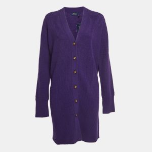 Polo Ralph Lauren Purple Wool Rib Knit Buttoned Cardigan L, Sweaters & Cardigans - Luxury Closet catalog