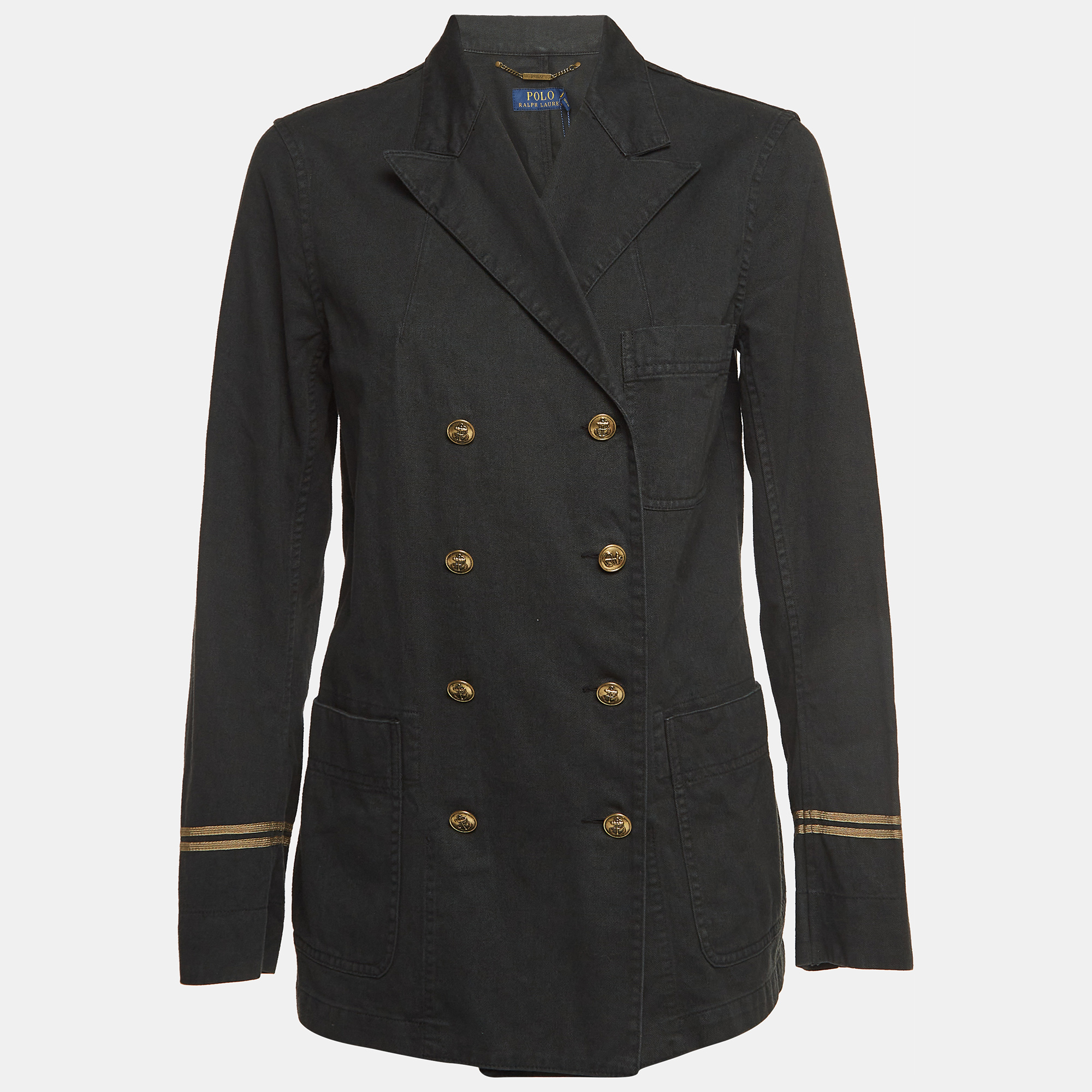 Polo Ralph Lauren Black Denim Double Breasted Officer's Jacket M, Coats & Jackets - Luxury Closet catalog