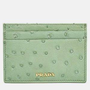 Prada Aqua Green Ostrich Card Holder, Wallets & Money Clips - Luxury Closet catalog