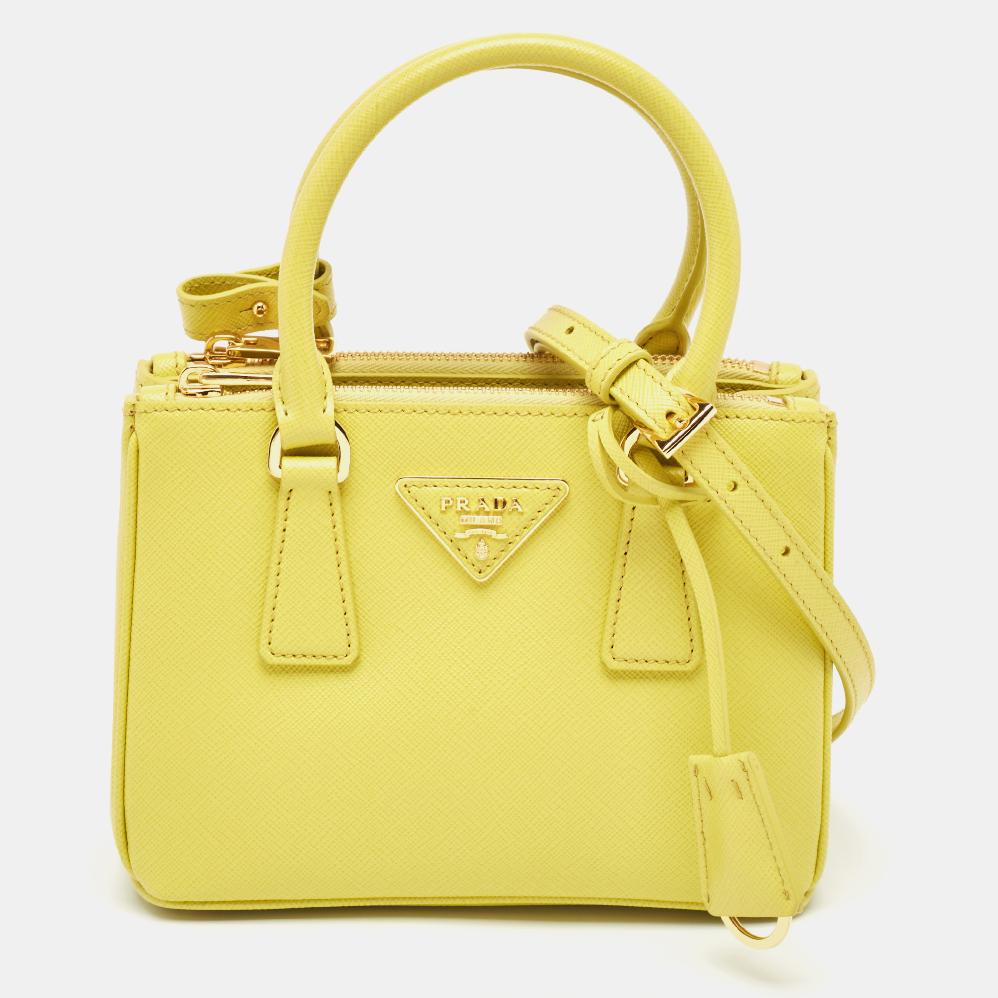 Prada Yellow Saffiano Lux Leather Mini Galleria Tote, Tote Handbags - Luxury Closet catalog
