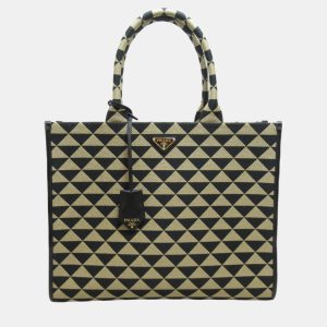 Prada Black/Gold Canvas Triangolo Jacquard Symbole Tote Bag, Tote Handbags - Luxury Closet catalog