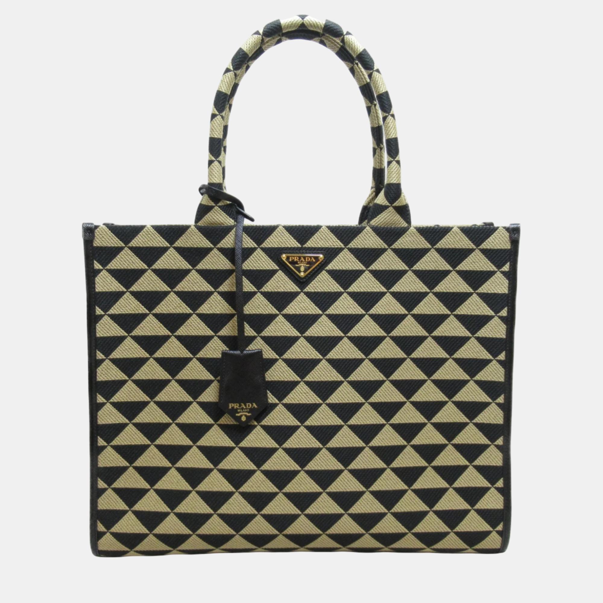 Prada Black/Gold Canvas Triangolo Jacquard Symbole Tote Bag, Tote Handbags - Luxury Closet catalog
