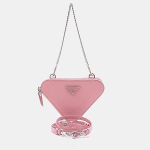 Prada Saffiano Triangle Mini Pouch (1NR015), Wallets & Money Clips - Luxury Closet catalog