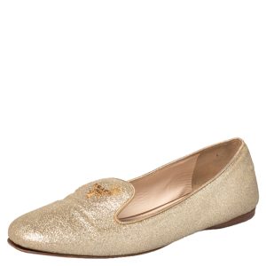 Prada Gold Glitter Smoking Slippers Size 37, Loafers & Slip-Ons - Luxury Closet catalog